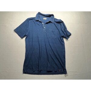 FAHERTY Mens Chambray Short Sleeve Button Up Pocket Polo Shirt Blue L